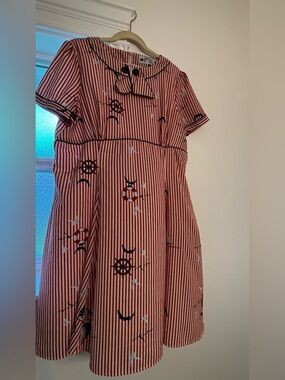 Hell Bunny Size 3XL Vintage Inspired Nautical Striped Dress
